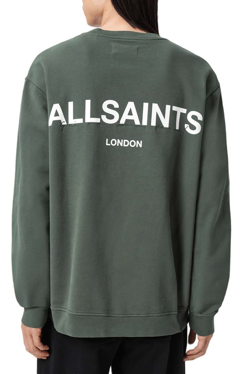 AllSaints Halcyon Oversize Cotton Crewneck Sweatshirt, Alternate, color, Garnet Green