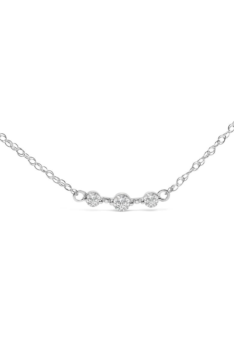 Haus of Brilliance Sterling Silver 1/5 Cttw Lab Grown Diamond 3 Stone Station Necklace, Main, color, Silver