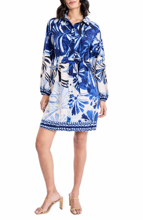 Maggy London Balloon Sleeve Tie Belt Shirtdress