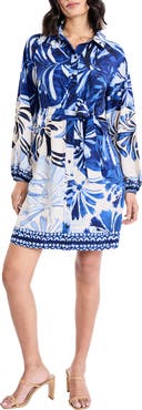 Maggy London Balloon Sleeve Tie Belt Shirtdress