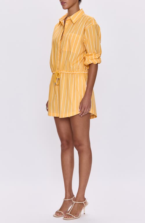 Pistola Amelie Cotton Poplin Romper In Papaya Stripe In Yellow