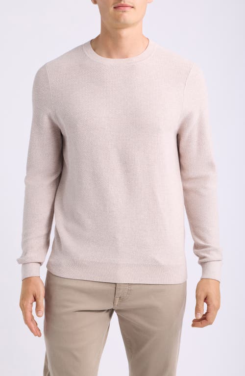 Nordstrom Two Tone Cotton & Cashmere Crewneck Sweater in Beige Ivory Heather at Nordstrom, Size Large