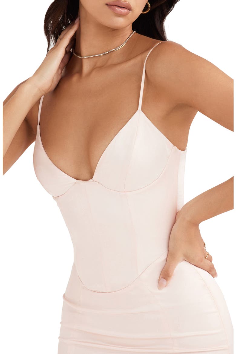 Gisele Corset Satin Midi Dress, Alternate, color, BLUSH