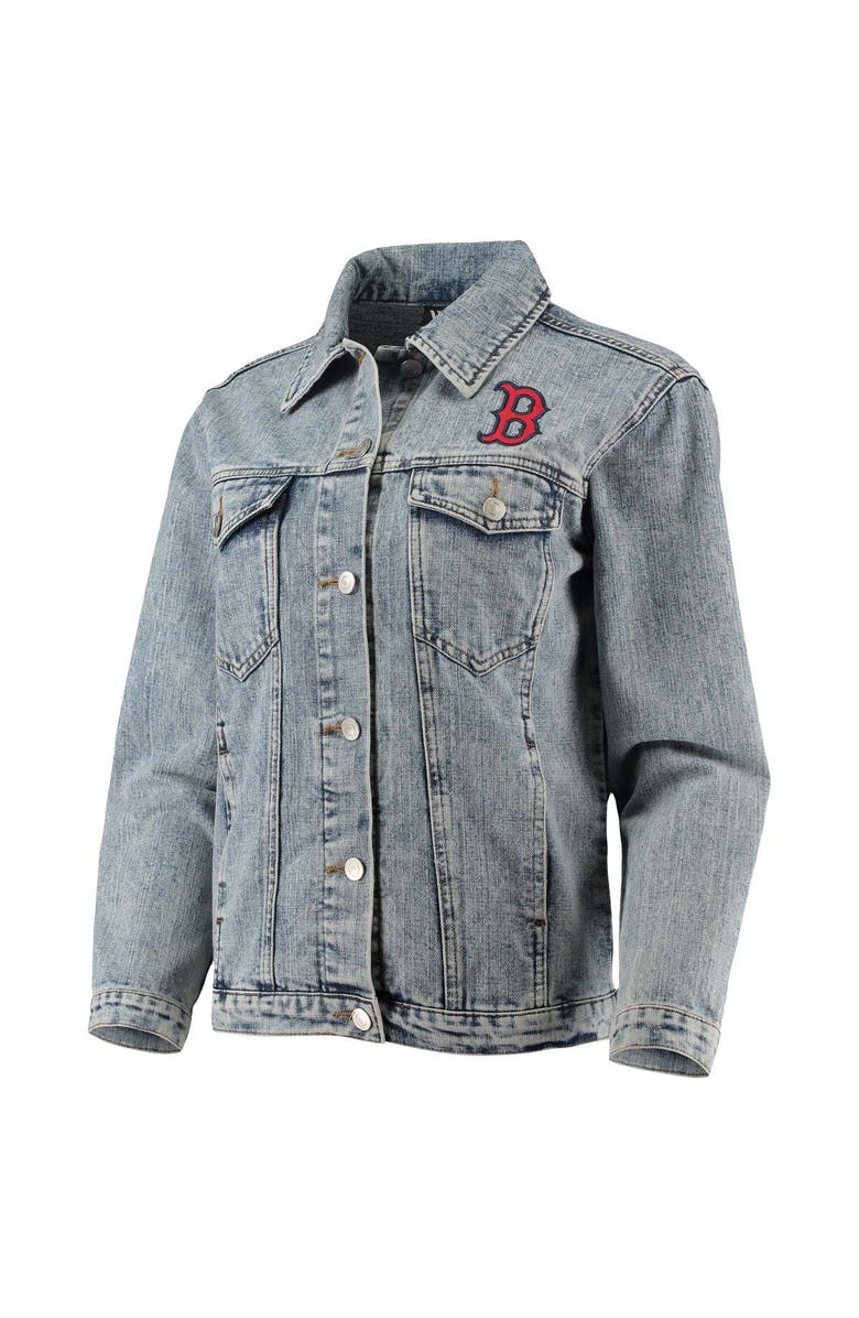 THE WILD COLLECTIVE Women's The Wild Collective Boston Red Sox Team Patch Denim Button-Up Jacket, Alternate, color, 
