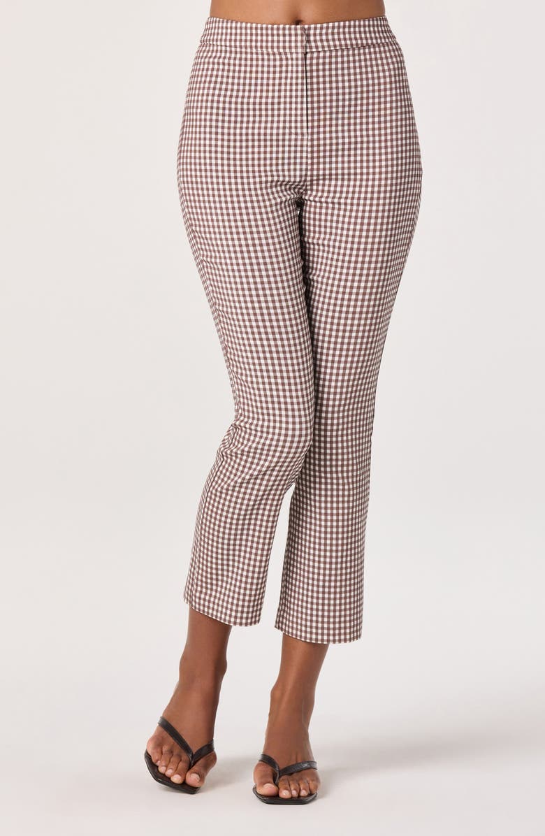 ASTR the Label Alma Gingham Crop Pants, Alternate, color, Brown Gingham