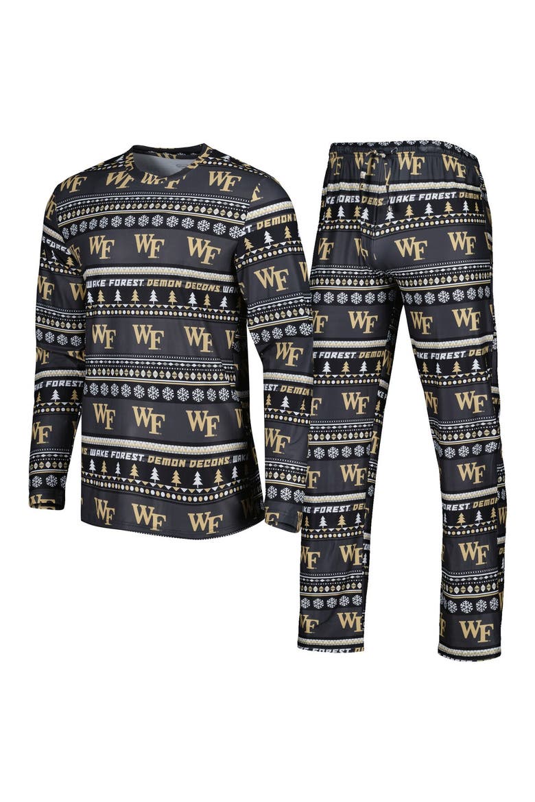 Men's Concepts Sport Black Wake Forest Demon Deacons Swivel Long Sleeve T-Shirt & Pants Sleep Set, Main, color, Black