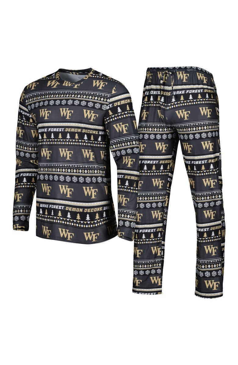 CONCEPTS SPORT Men's Concepts Sport Black Wake Forest Demon Deacons Swivel Long Sleeve T-Shirt & Pants Sleep Set, Main, color, Black