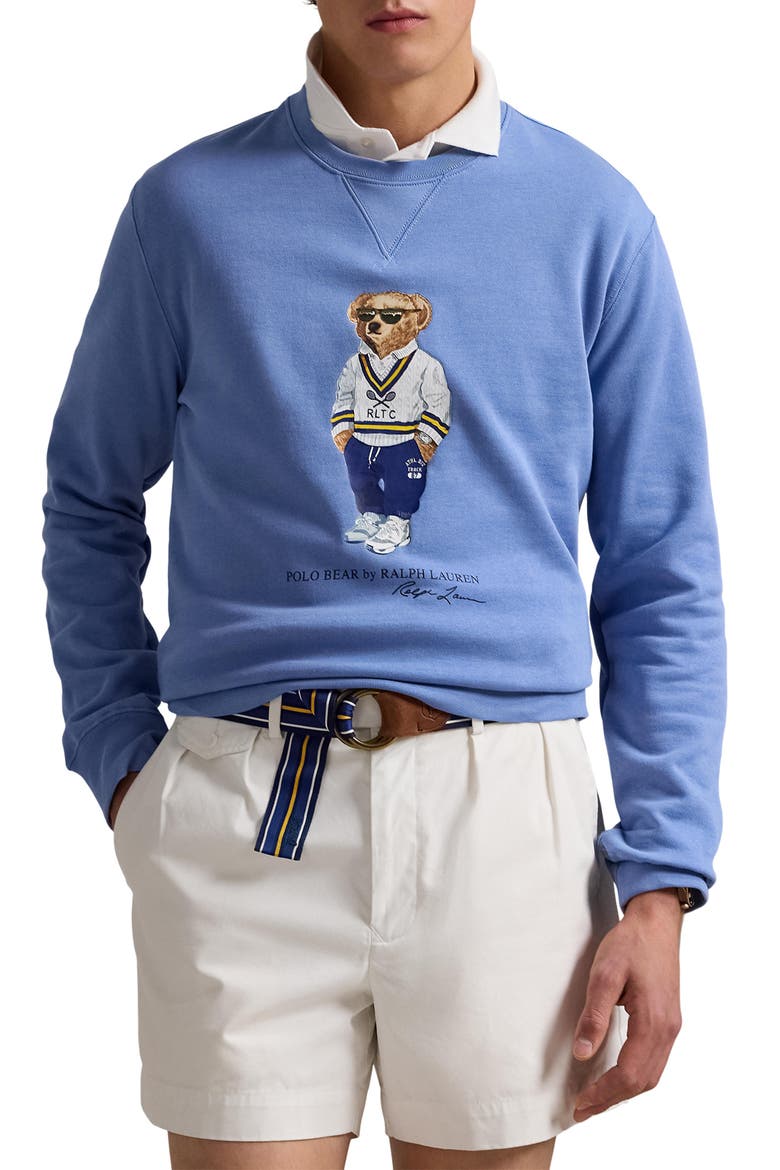 Polo Bear Graphic Sweatshirt, Main, color, CAMPUS BLUE HERITAGE BEAR