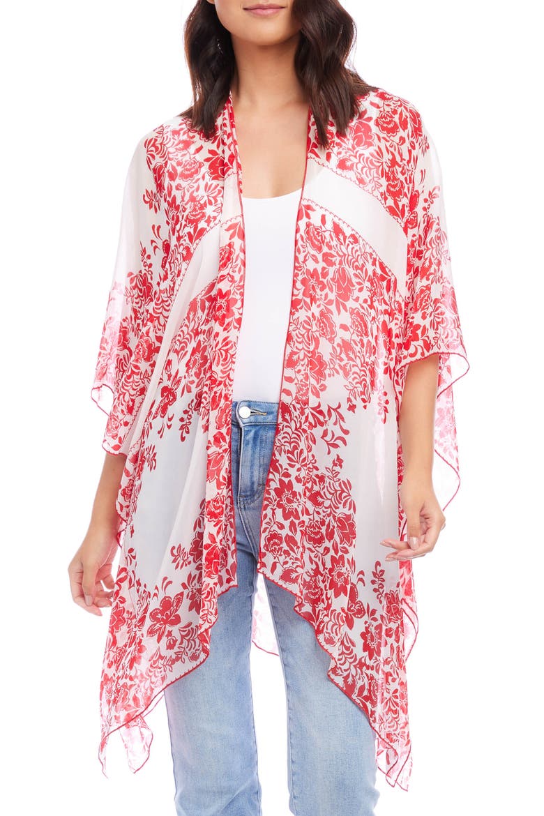Floral Print Open Front Jacket, Main, color, PRINT