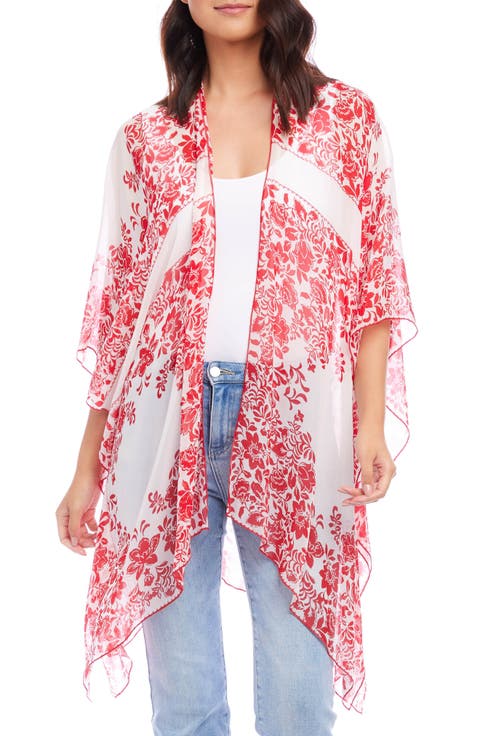 Floral Print Open Front Jacket