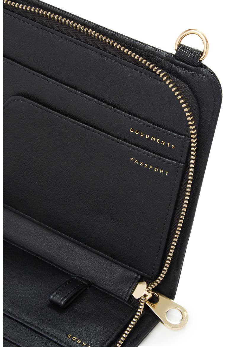 Faux Leather RFID Travel Wallet, Alternate, color, BLACK