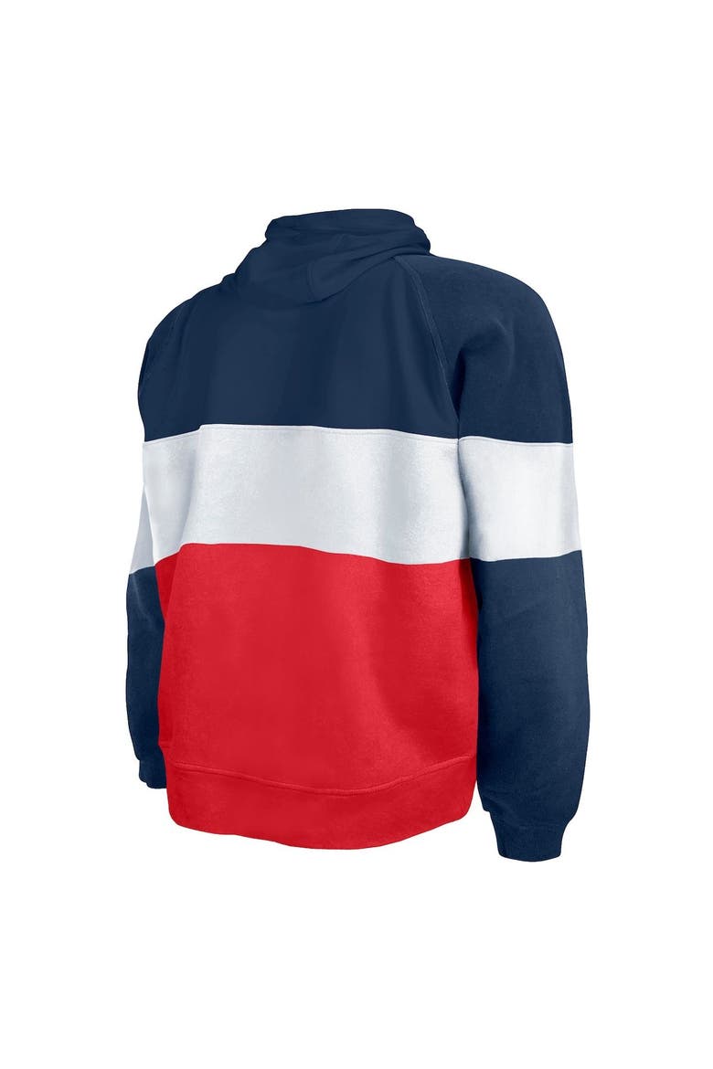 Men's New Era Navy/Red New England Patriots Big & Tall Current Team Colorblock Fleece Raglan Pullover Hoodie, Alternate, color, Red
