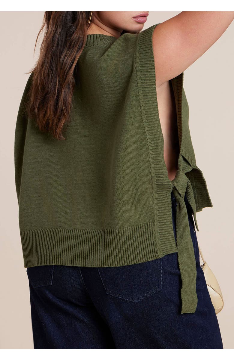 ELOQUII Overlay Sweater, Alternate, color, Dark Forest Green