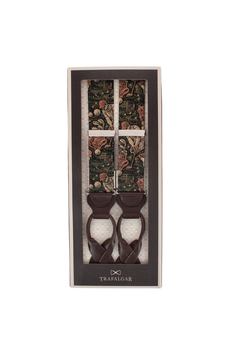 It's a Birdie Golf Silk Novelty Button End Suspenders, Alternate, color, Green