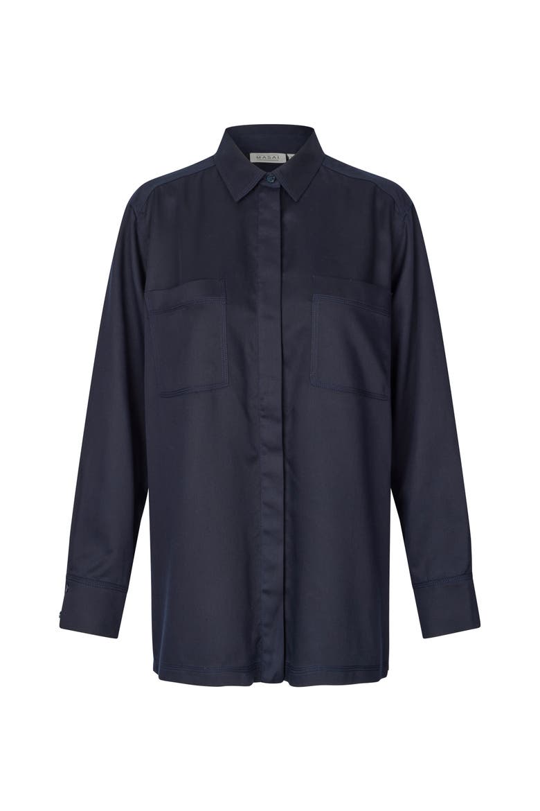 MaItaliane Oversized Shirt, Alternate, color, Navy Blazer