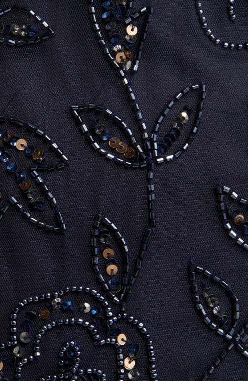 Pisarro Nights Floral Beaded Tulle Gown In Blue