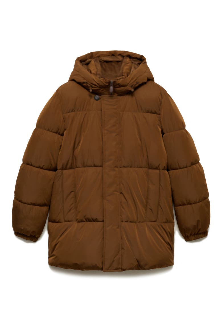Quilted Water Repellent Hooded Jacket, Alternate, color, TOBACCO BROWN