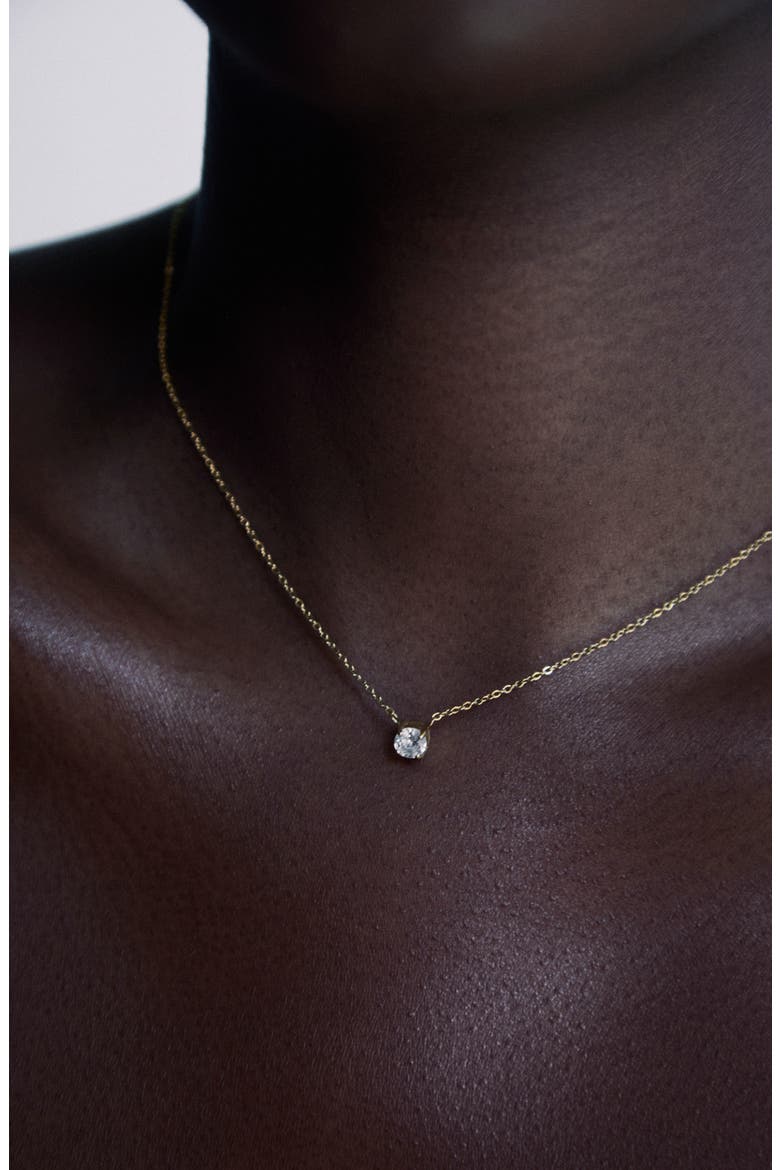 Eternal Spark Square-Cut Solitaire Pendant Necklace, Alternate, color, Gold