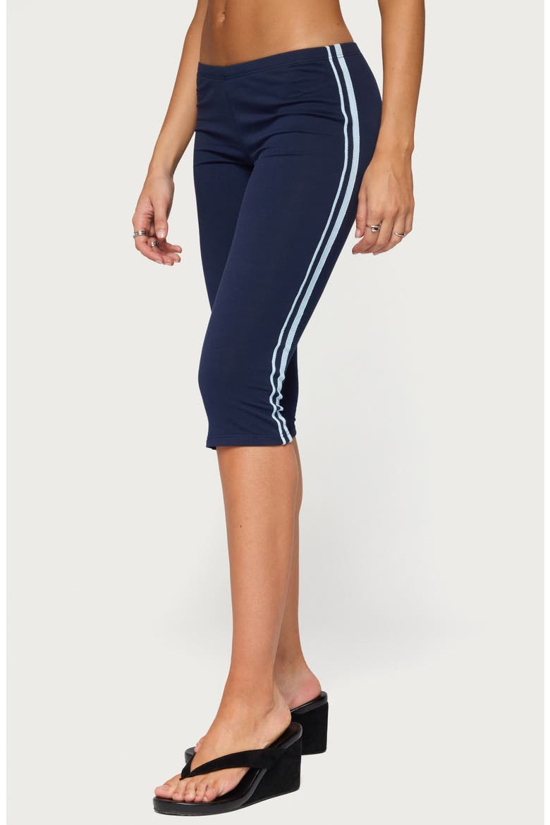 Danie Side Stripe Capri Leggings, Alternate, color, NAVY