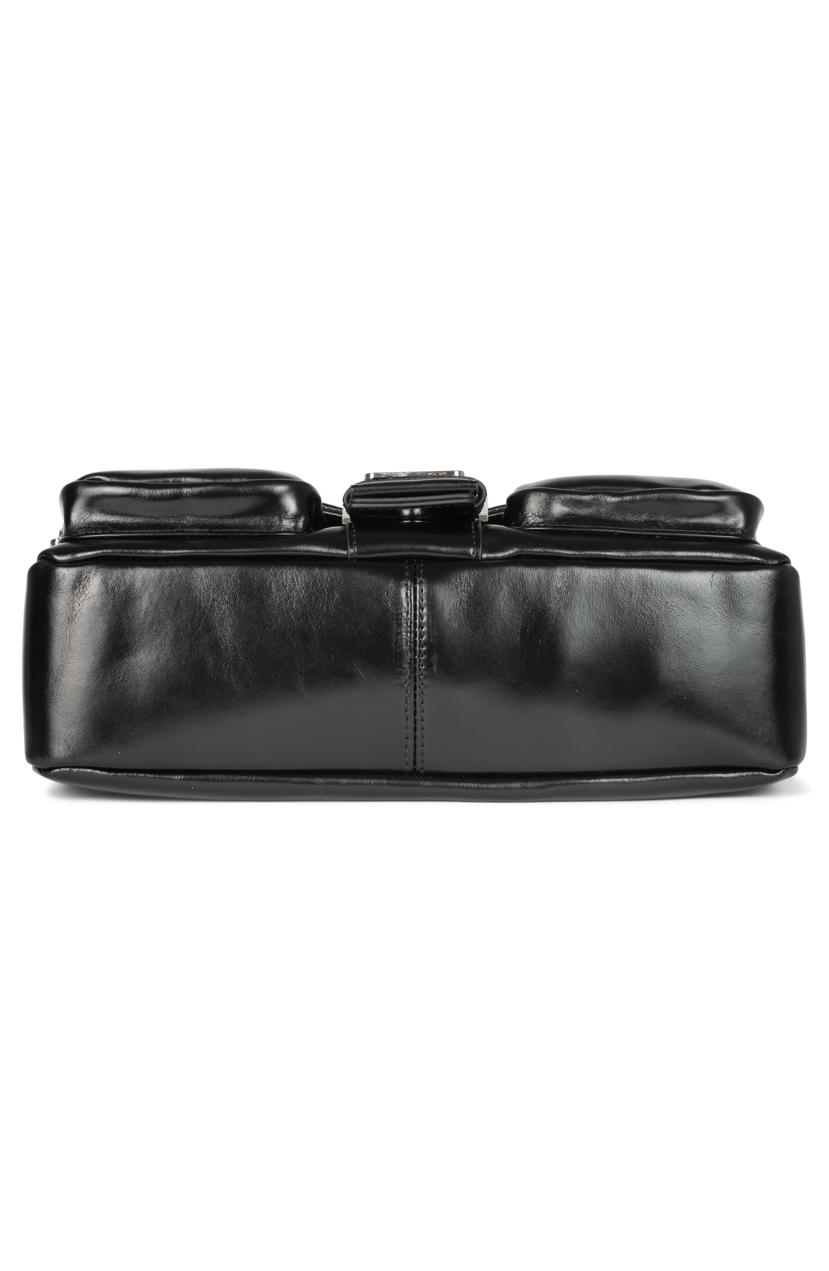 Jeffrey Campbell Night Out Leather Shoulder Bag, Alternate, color, Black