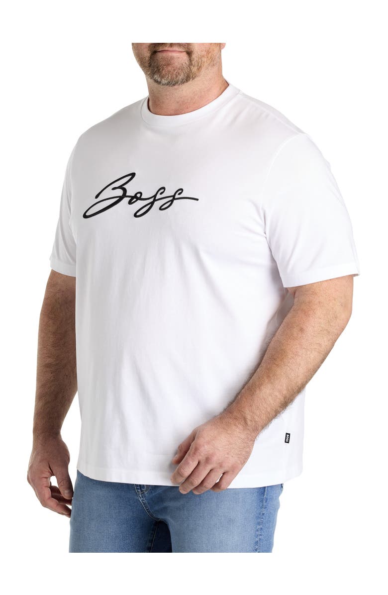 BOSS Big & Tall Thompson Script T-Shirt, Main, color, White