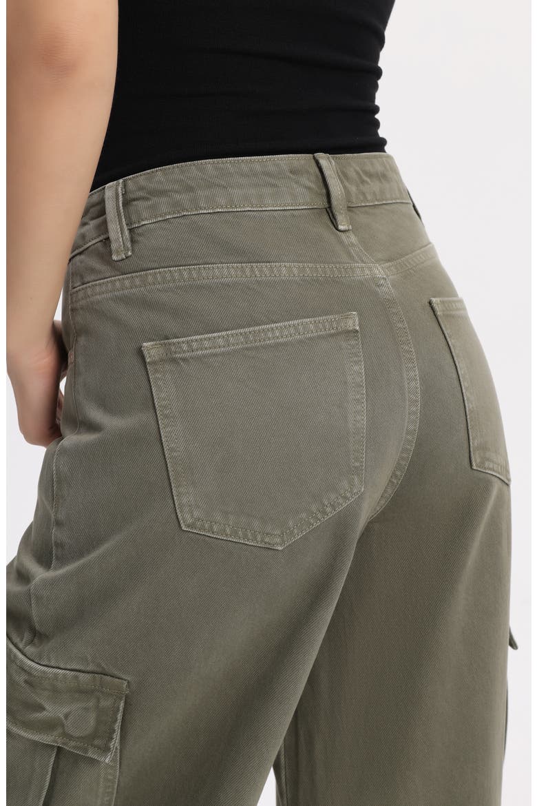 Low Rise Barrel Cargo Jeans, Alternate, color, GREEN
