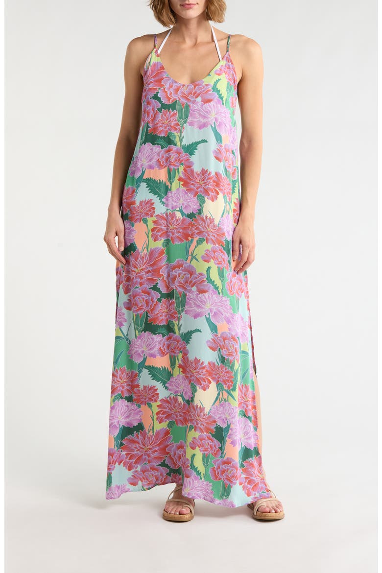 Debbie Cover-Up Maxi Dress, Main, color, GREEN/PINK