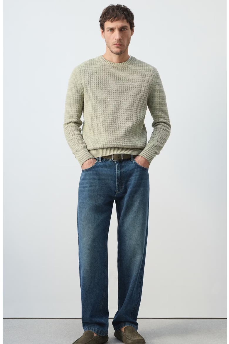 Cotton & Linen Straight Leg Jeans, Alternate, color, DARK VINTAGE BLUE