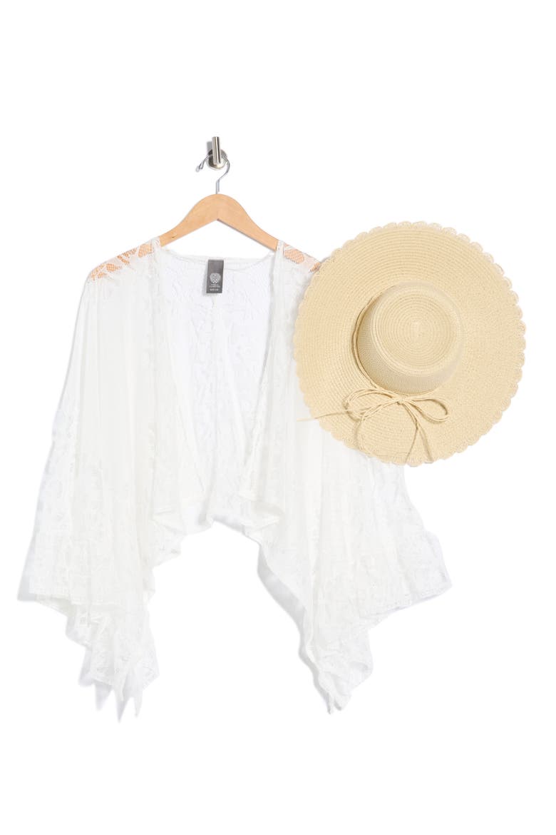 Cropped Lace Topper & Hat Set, Alternate, color, WHITE