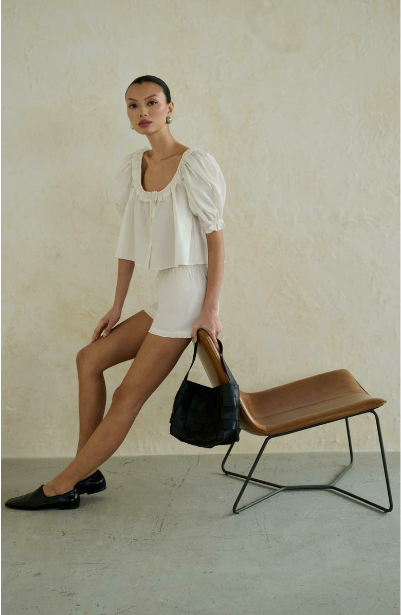 WeWoreWhat Puff Sleeve Button Up Top, Alternate, color, 