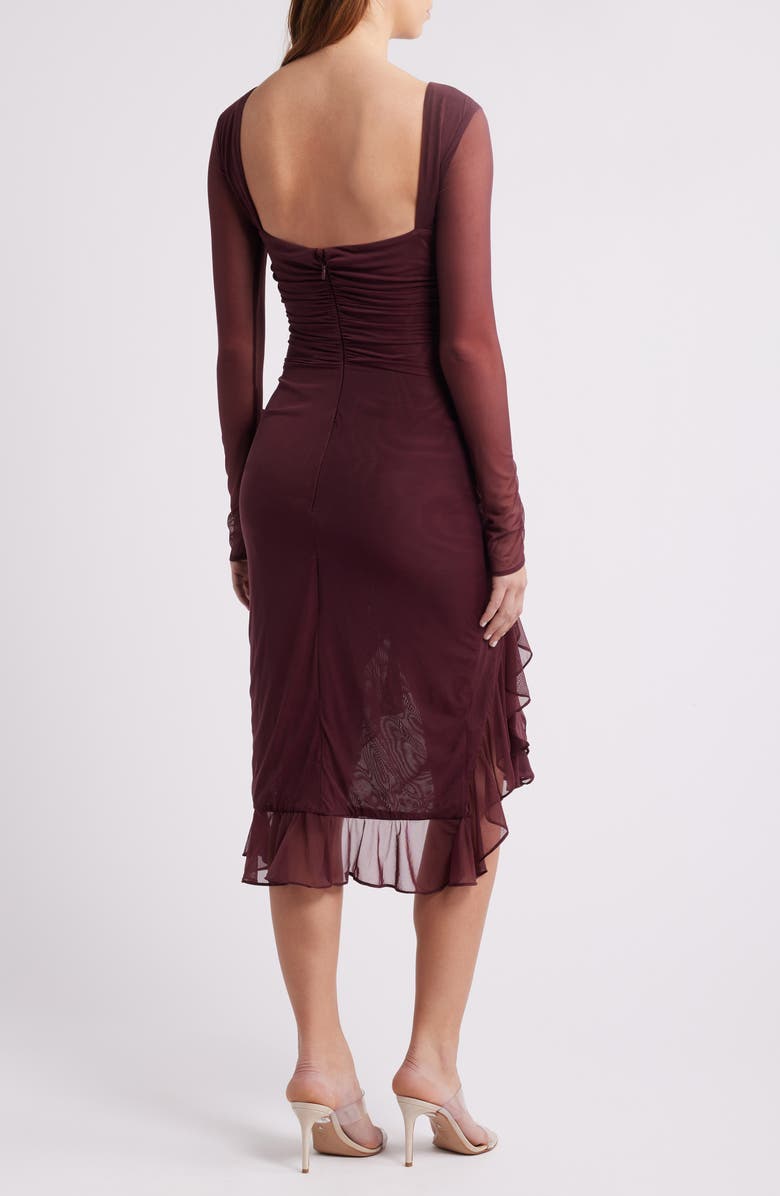 Mistress Rocks Ruffle Long Sleeve Cocktail Dress, Alternate, color, 