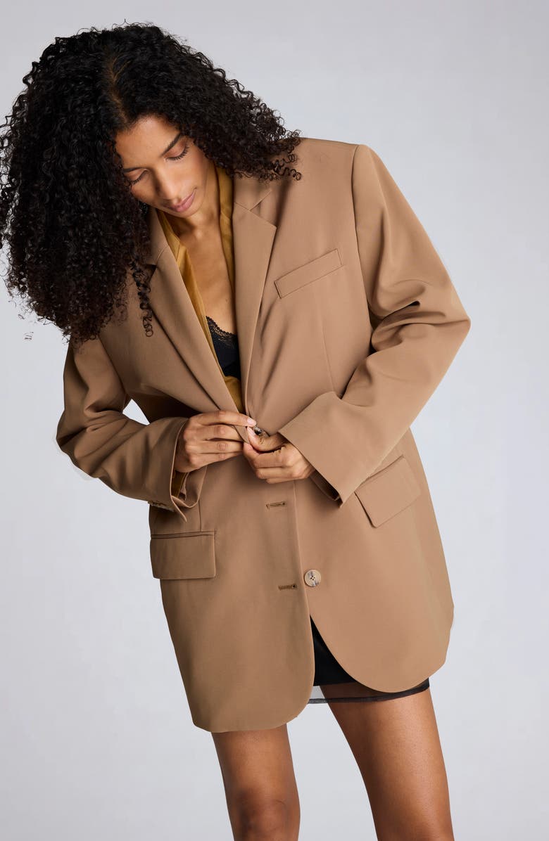 Kenneth Cole Three-Button Boyfriend Blazer, Alternate, color, Mesquite