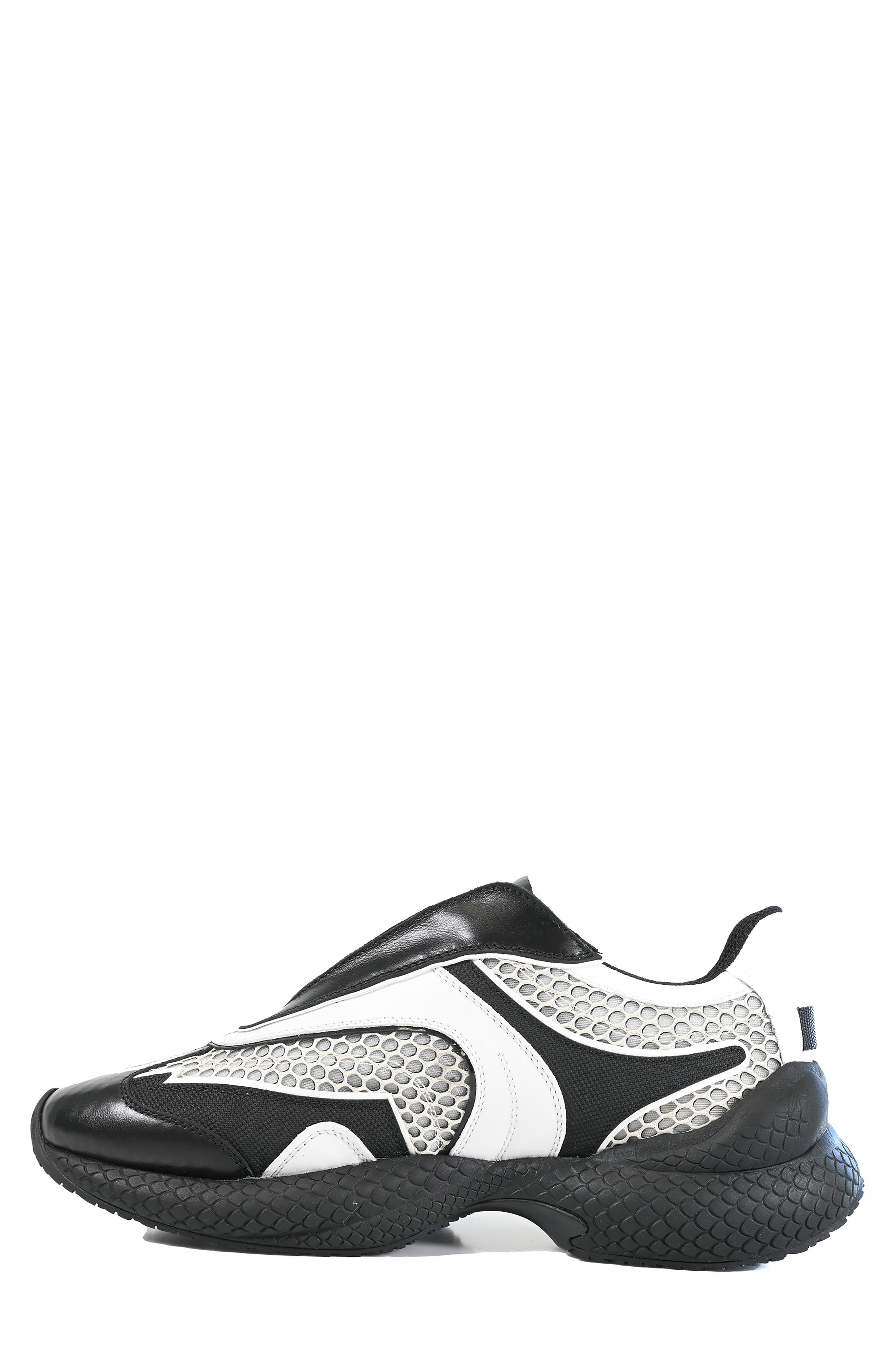 Roberto Cavalli Lace-Up Running Sneaker, Alternate, color, Black/ White