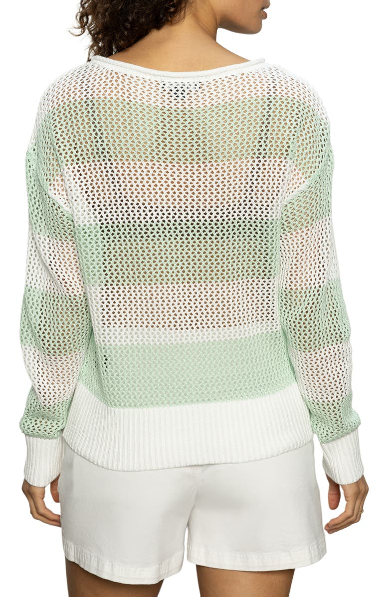 Sanctuary Cotton Open Knit Sweater, Alternate, color, Mint Tea