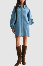 Lush Long Sleeve Denim Shirtdress