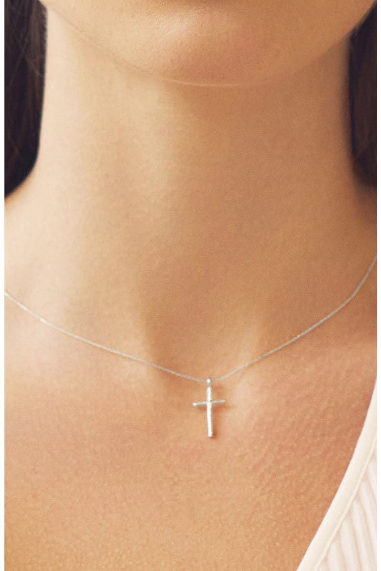 Sterling Silver 18k Gold Plated Ariel Cross Necklace Everyday Wear, Alternate, color, Silver