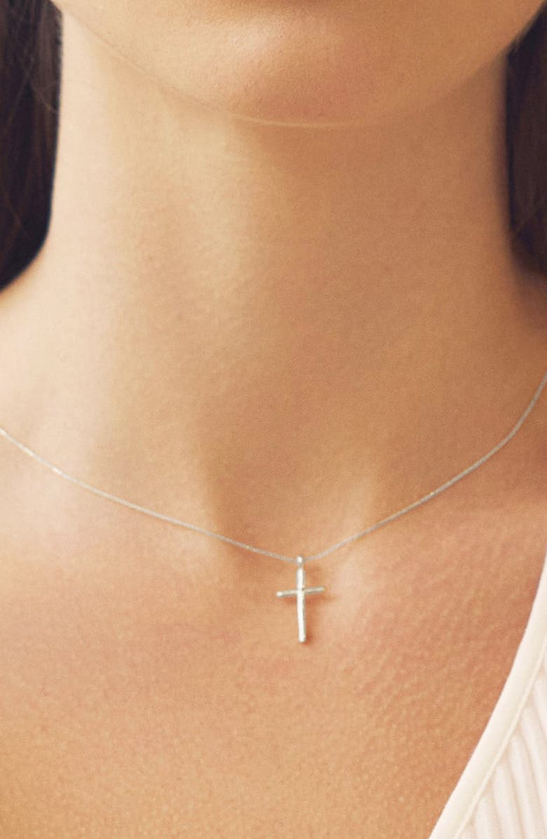 Bearfruit Jewelry Sterling Silver 18k Gold Plated Ariel Cross Necklace Holiday Gift Idea, Alternate, color,