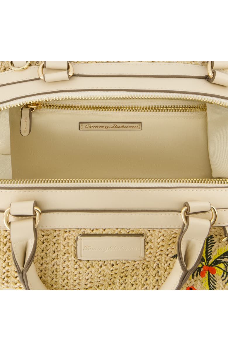 Tommy Bahama Flamingo Embroidered Woven Satchel, Alternate, color, Cream