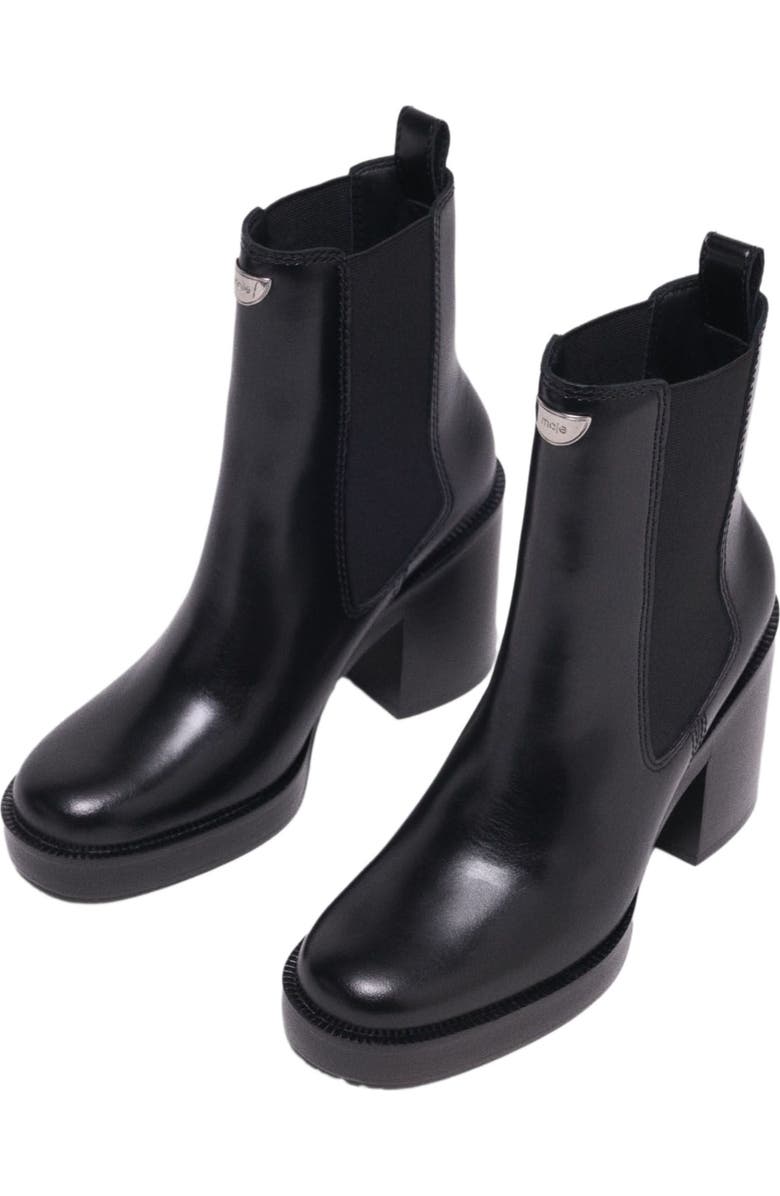 maje Heeled leather Chelsea boots, Alternate, color, Black