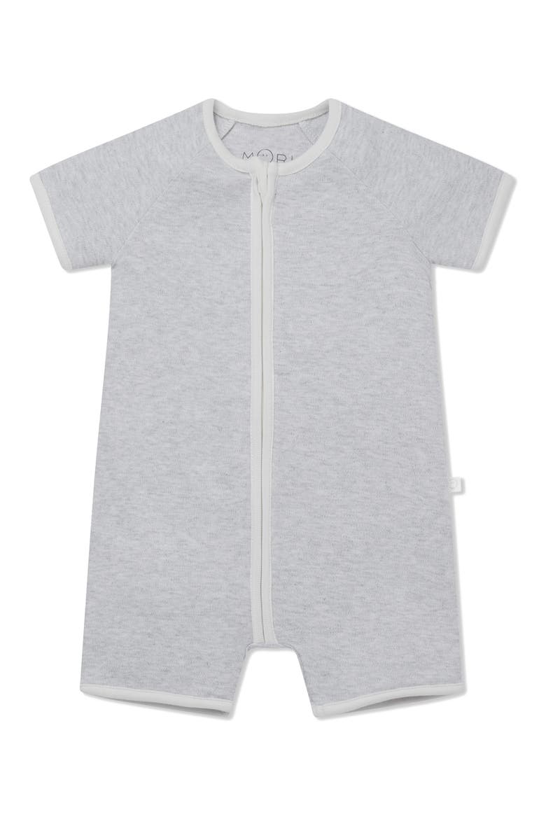 Stripe Fitted One-Piece Short Pajamas, Main, color, GRAY MARL