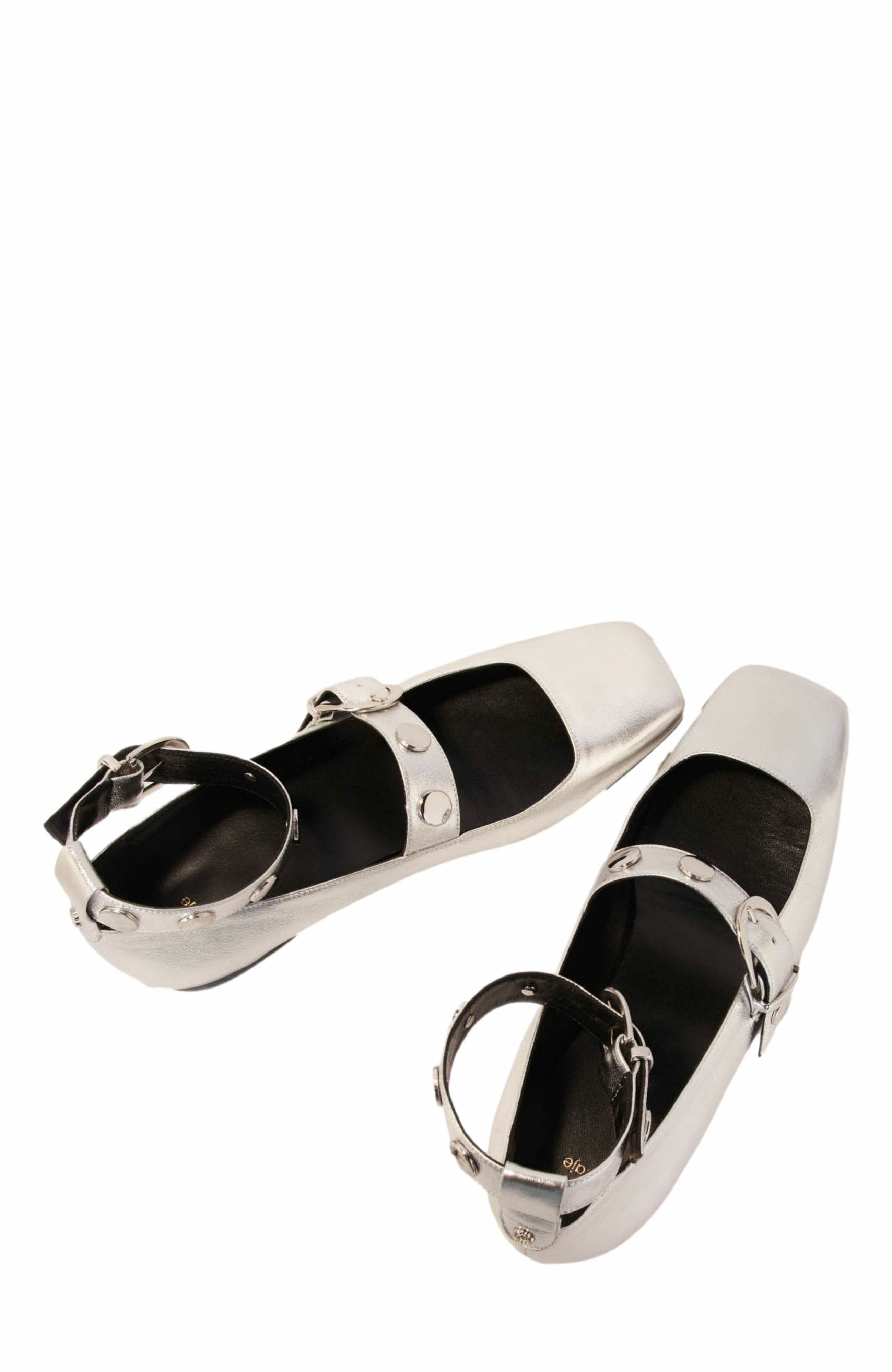 maje Metallic leather Mary Janes, Alternate, color, 