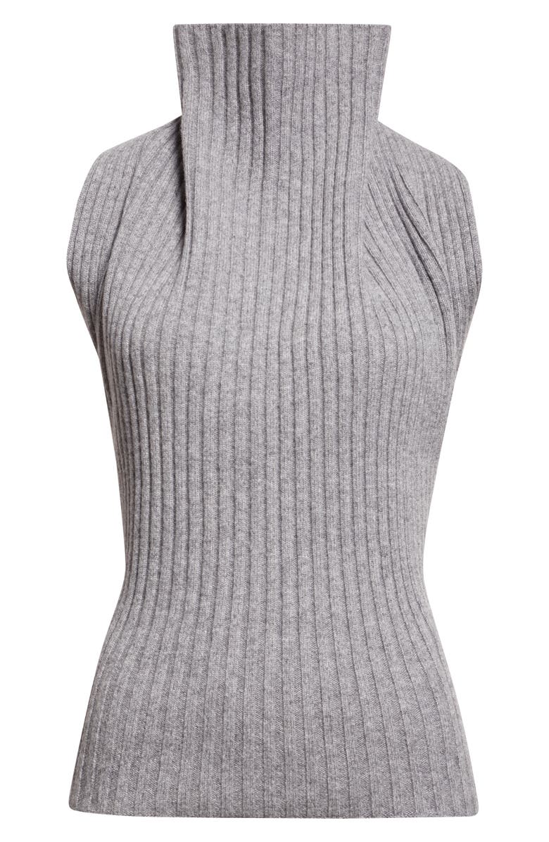 Victoria Beckham Draped Sleeveless Lambswool Blend Sweater, Alternate, color, Grey Melange