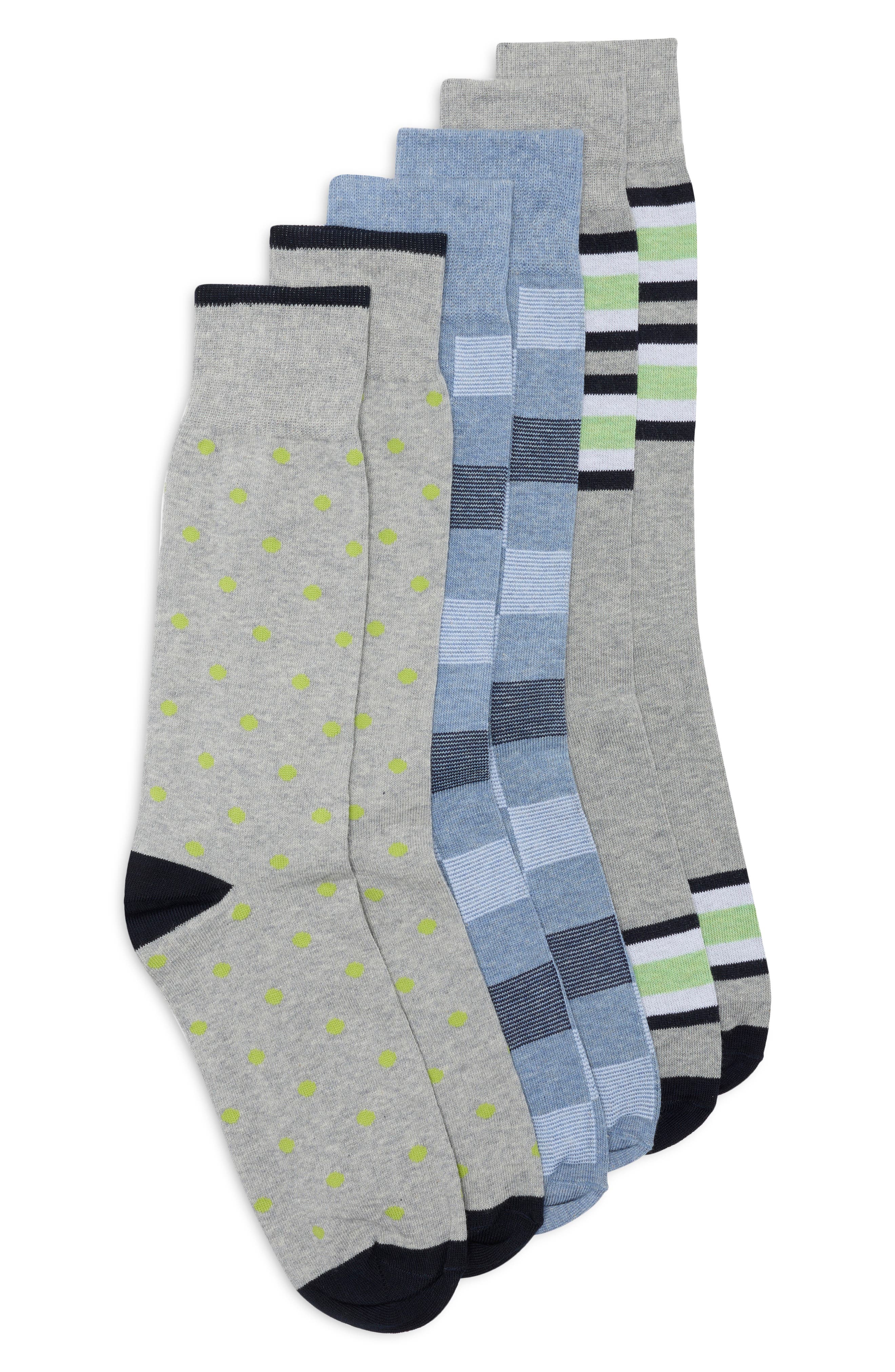 3-Pack Dot Check Stripe Dress Socks