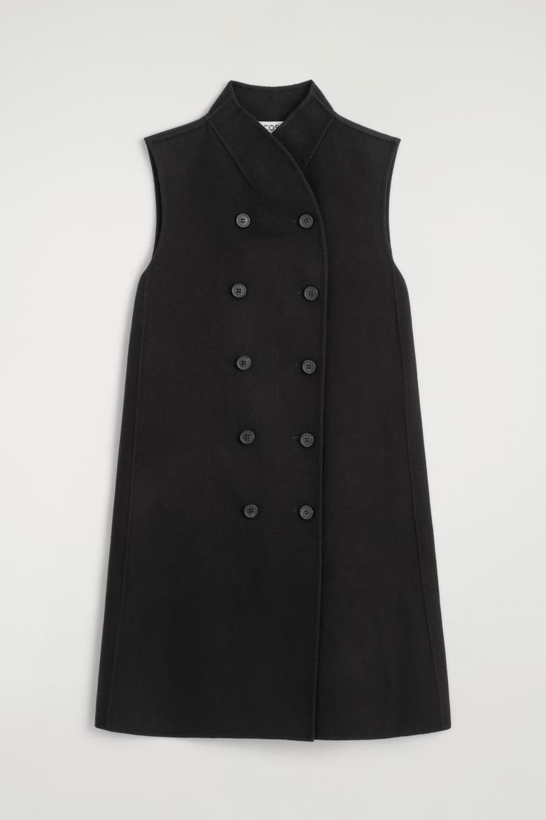 Double-Faced Wool-Blend Mini Dress, Alternate, color, BLACK
