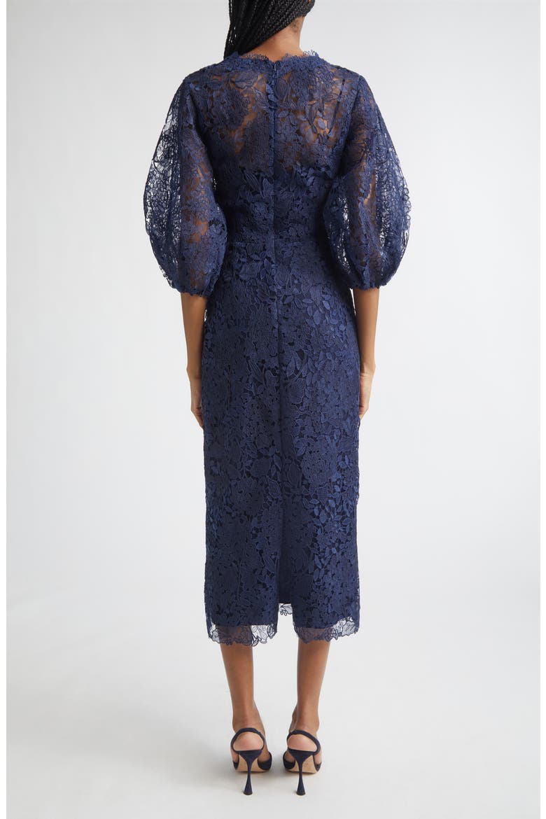 Balloon Sleeve Lace Midi Pencil Dress, Alternate, color, MIDNIGHT