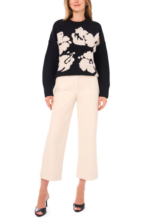 Vince Camuto Floral Jacquard Sweater In Black