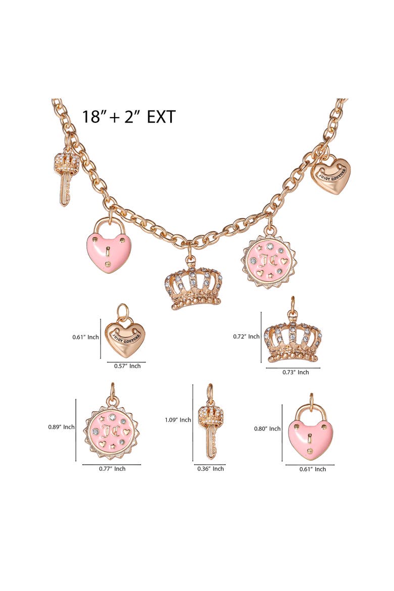 Gold-Tone Crystal Charm Necklace, Alternate, color, gold, pink