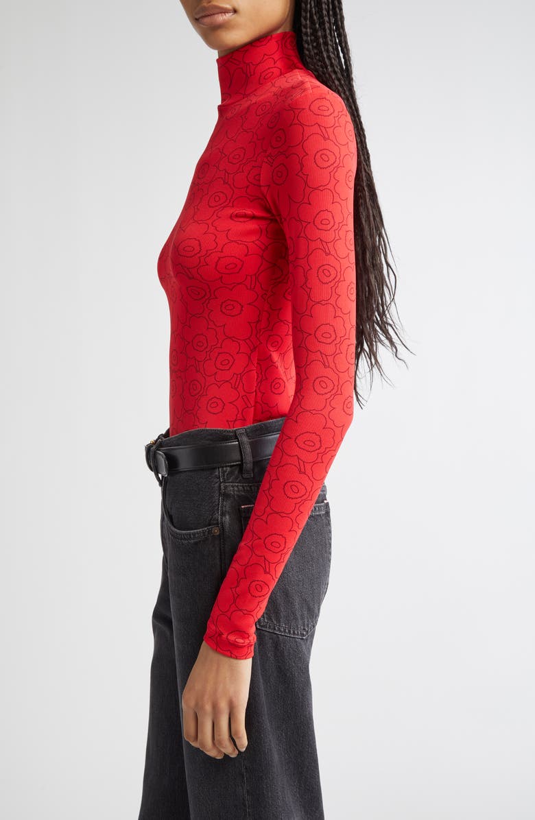 Marimekko Somia Piirto Unikko Turtleneck, Alternate, color, Red, Wine Red