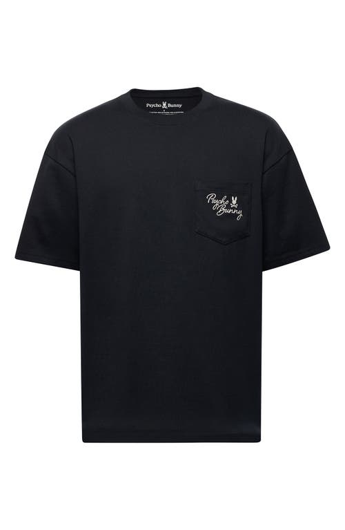 Psycho Bunny Desert Relaxed Fit Embroidered Heavyweight Pocket T-shirt In Black