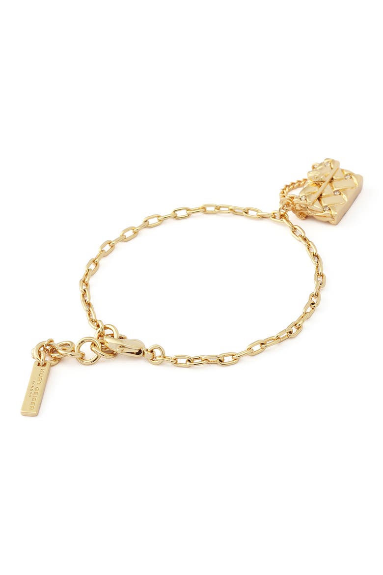 Quilt Kensington Bag Pendant Bracelet, Alternate, color, GOLD